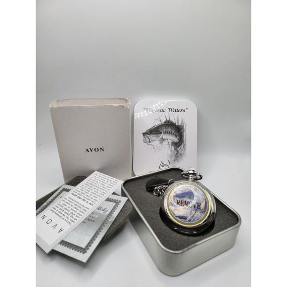 Avon Al Agnew Bass Pocket Watch NOS w Tin 2003 Majestic Waters main image 5